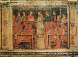 Ουμανισμός και ερμηνείες του Πλάτωνα Ο πάπας Σίξτος ο Δ΄ επισκέπτεται τη βιβλιοθήκη του Βατικανού